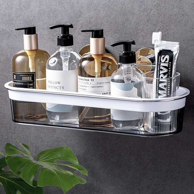 LEVERLOC Shower Caddy Suction Cup NO-Drilling Chromed Bathroom Caddy Shower Shelf Suction Basket ... | Amazon (US)