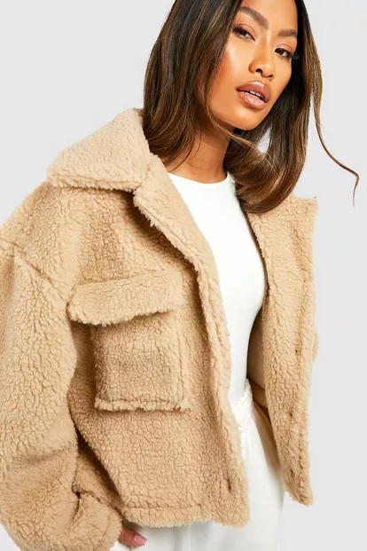 Teddy Faux Fur Trucker | Boohoo.com (US & CA)