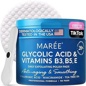 MAREE Facial Polish - Glycolic Acid Peel Pads For Face With Tea Tree Oil - Exfoliating Polish wit... | Amazon (US)