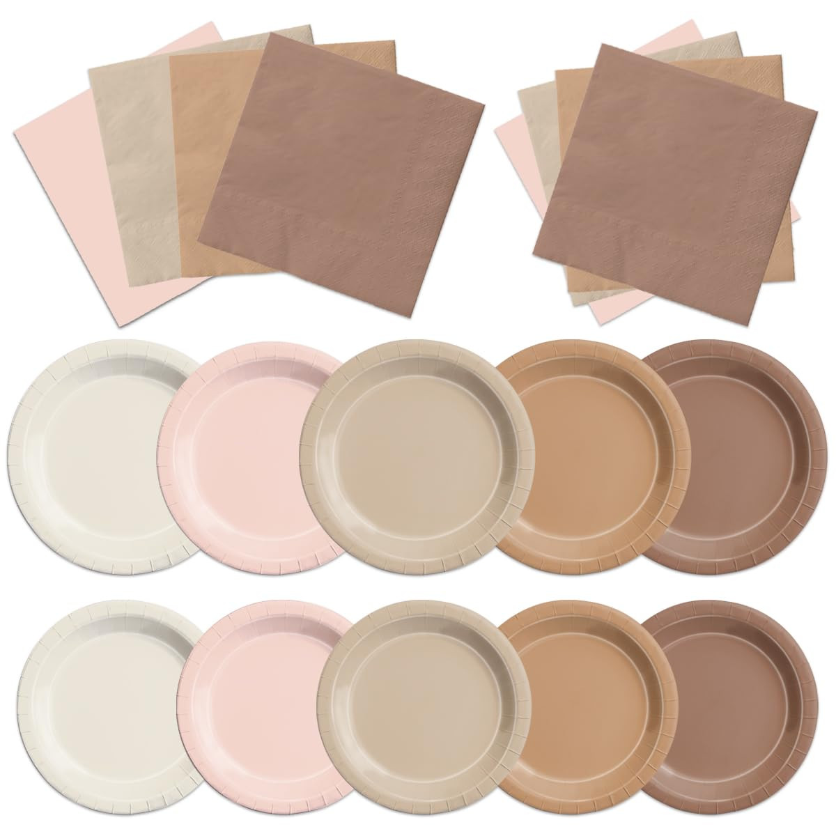 CMUSKO Boho Baby Shower Decorations - 60Pcs Neutral Gradient Brown Plates and Napkins Kit Espress... | Amazon (US)