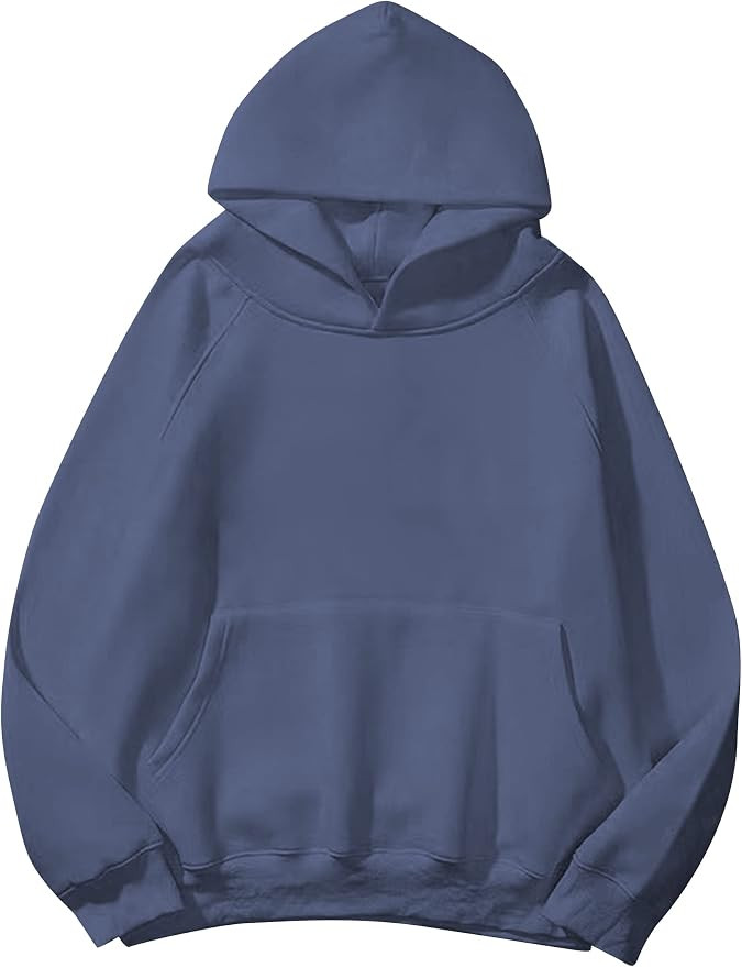 Lauweion Women Solid Basic Fleece Letter Loose Hoodie Sweatshirt Long Sleeve Kangaroo Pocket Drop... | Amazon (US)