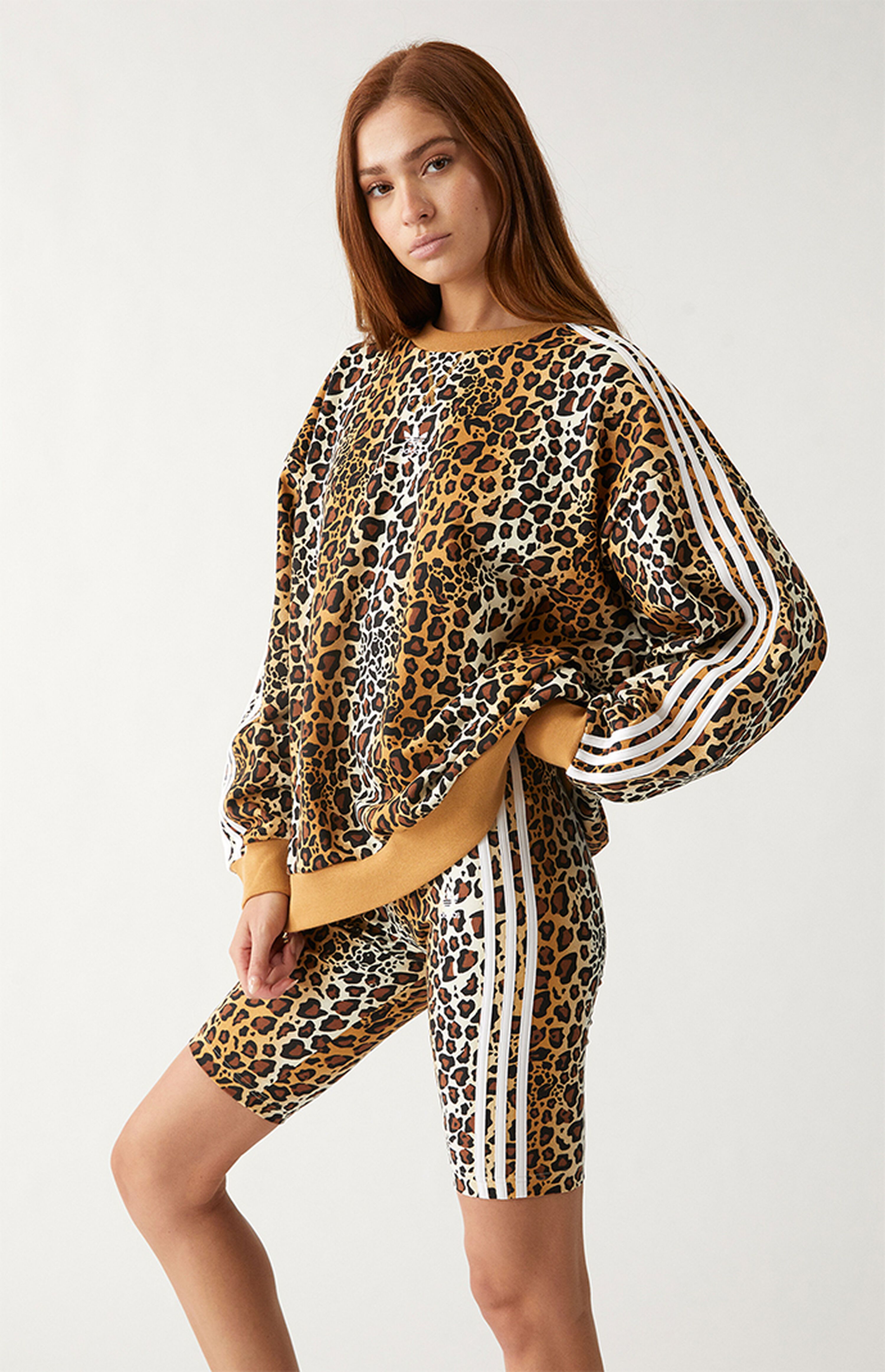 adidas Leopard 3-Stripe Pullover Sweatshirt | PacSun | PacSun