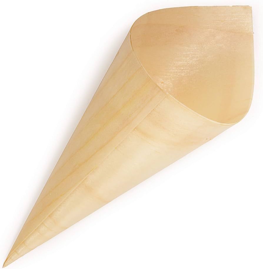 BambooMN - Disposable Food and Appetizer Wood Cones - 7.1" x 2.75" - 100 Pieces | Amazon (US)