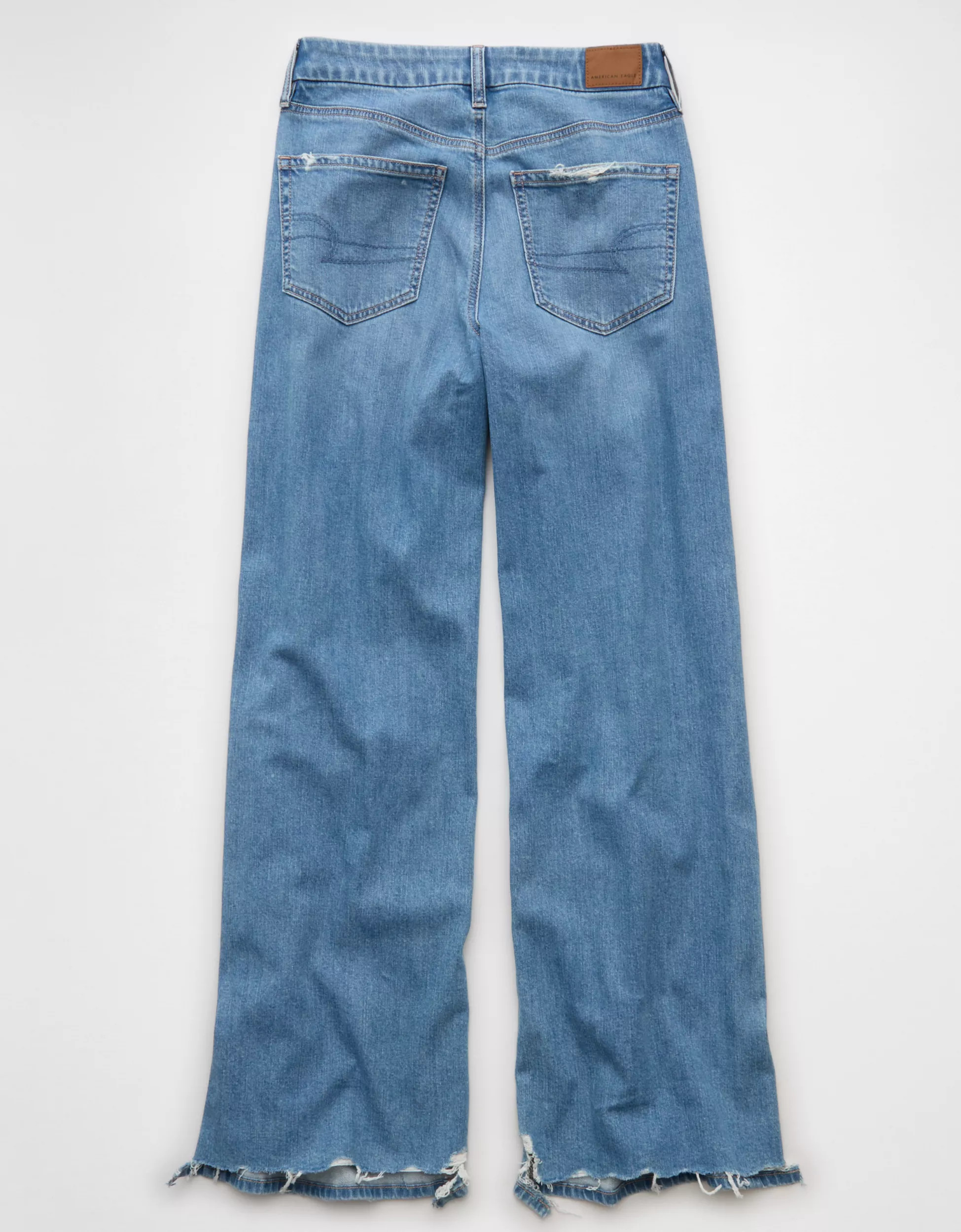 AE Dreamy Drape Stretch Curvy Ripped Super High-Waisted Baggy Wide-Leg Jean | American Eagle Outfitters (US & CA)