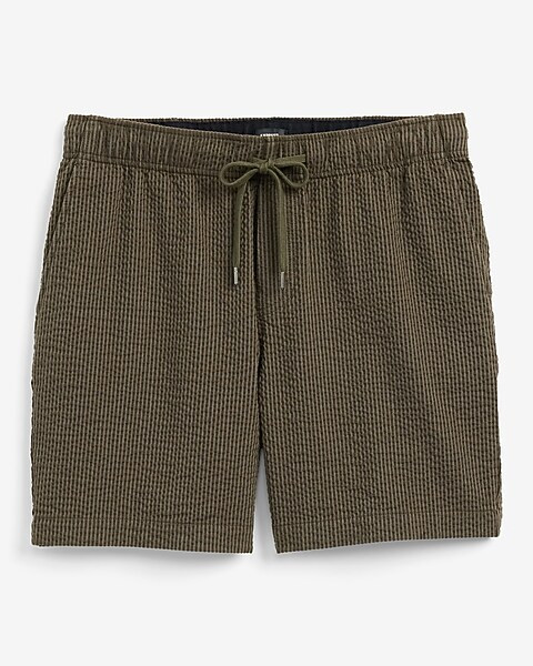 6" Seersucker Drawstring Elastic Waist Shorts | Express