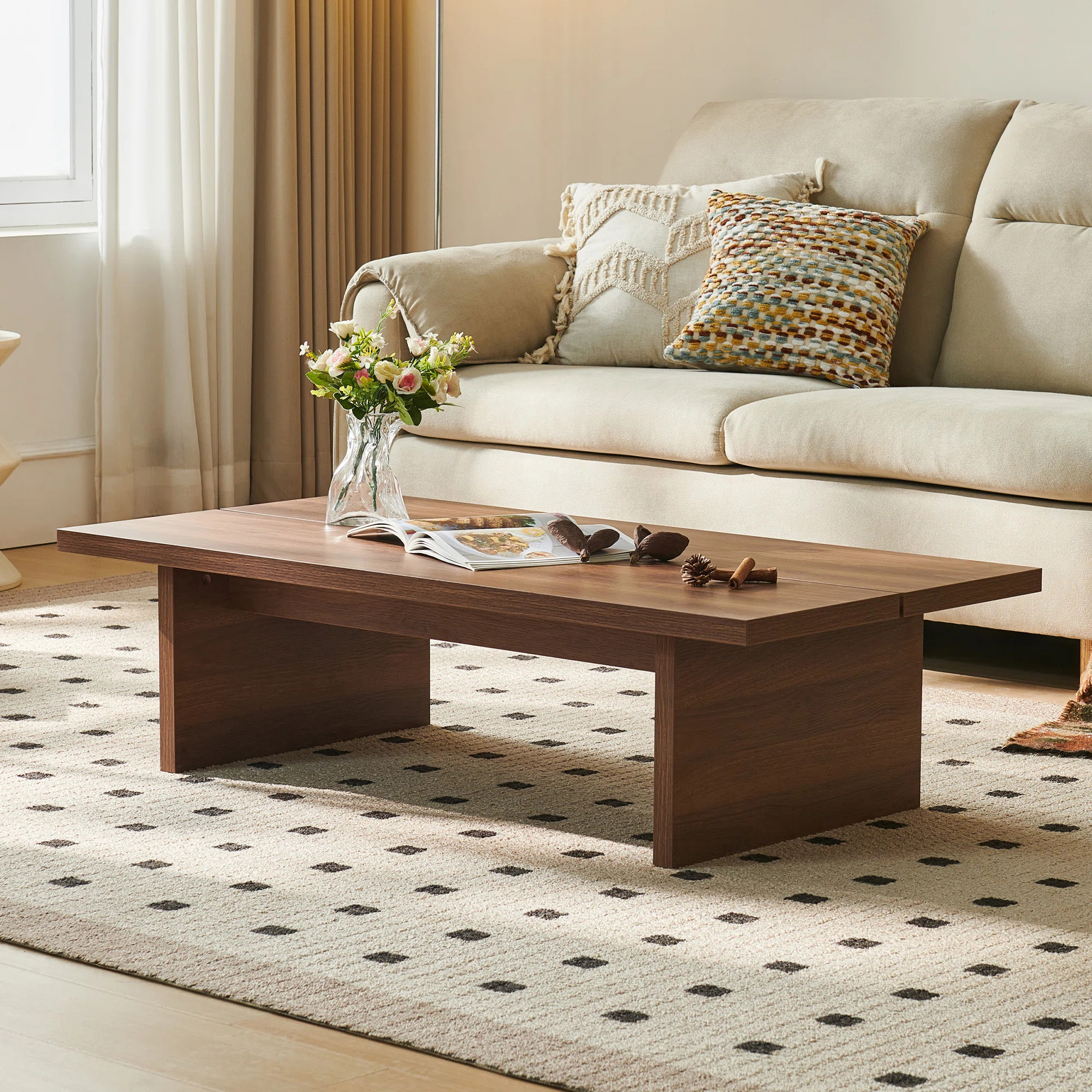 47.2" Modern Rectangular Coffee Table, Pretty Wood Texture | Wayfair North America