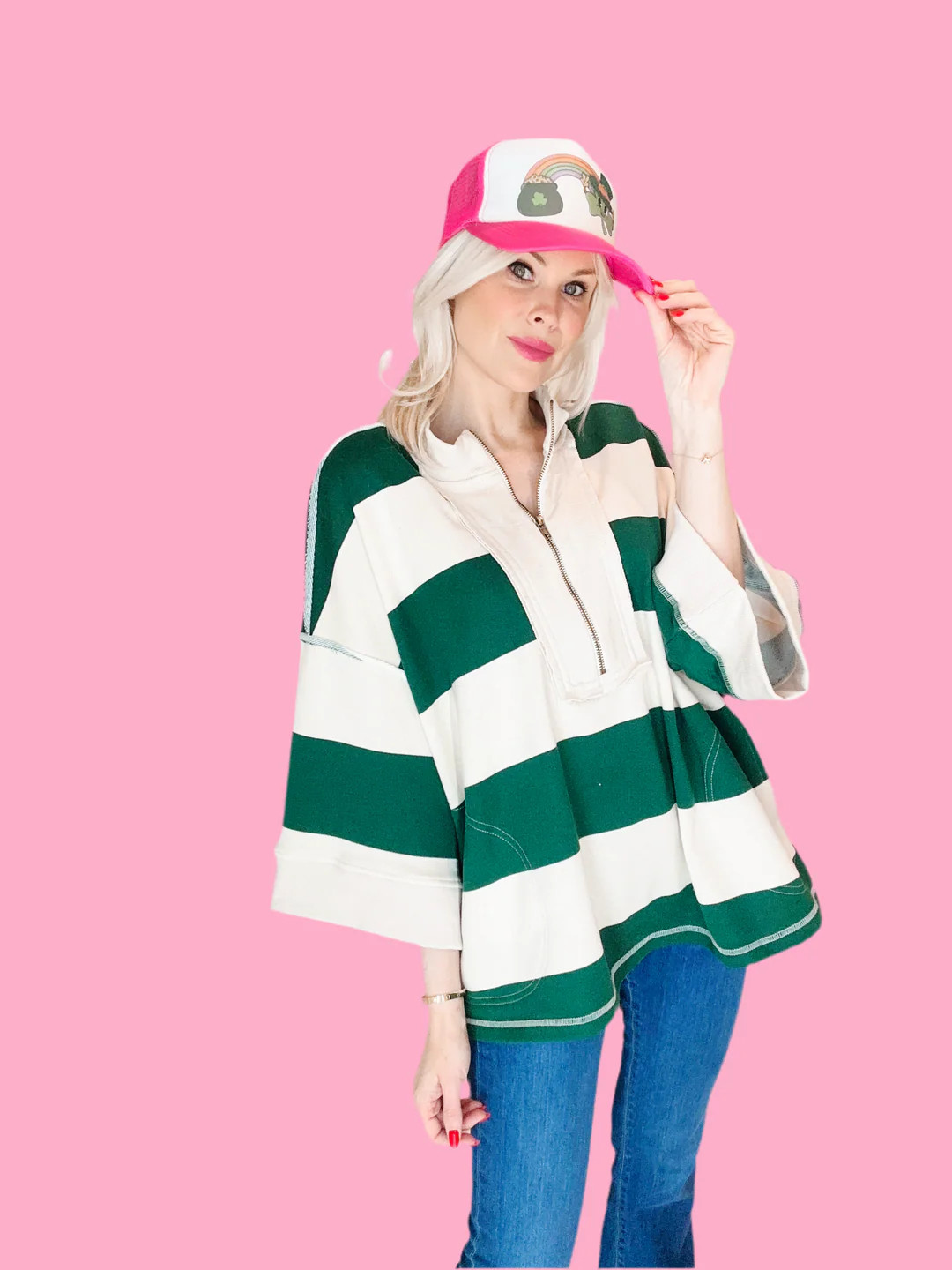 Breezy Striped Pullover Top | Teggy French