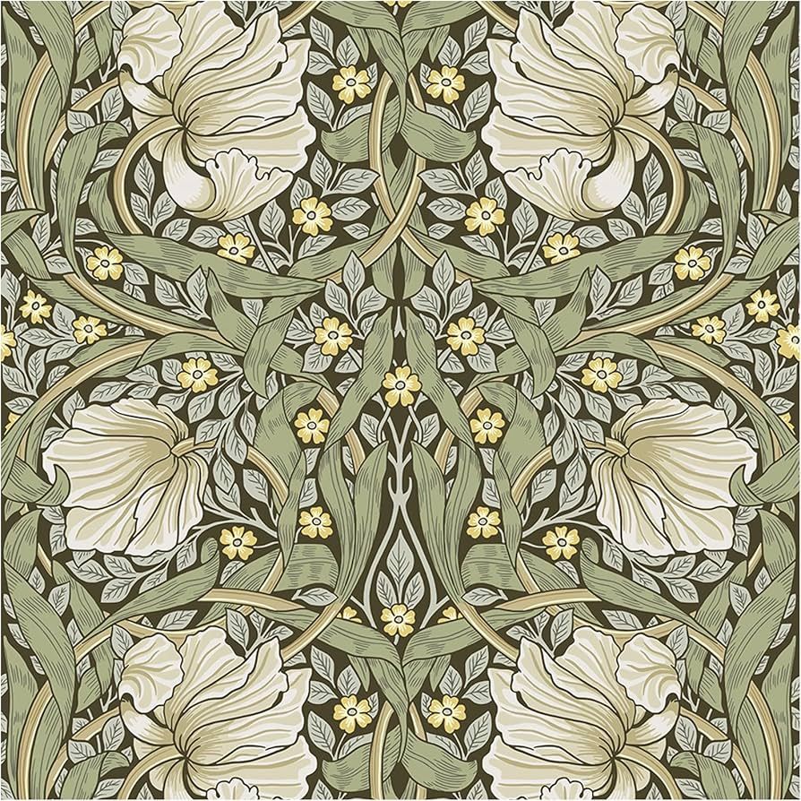 HAOKHOME 94028-1 Vintage Floral Wallpaper Peel and Stick Botanical Sage Green/Yellow Wall Murals ... | Amazon (US)