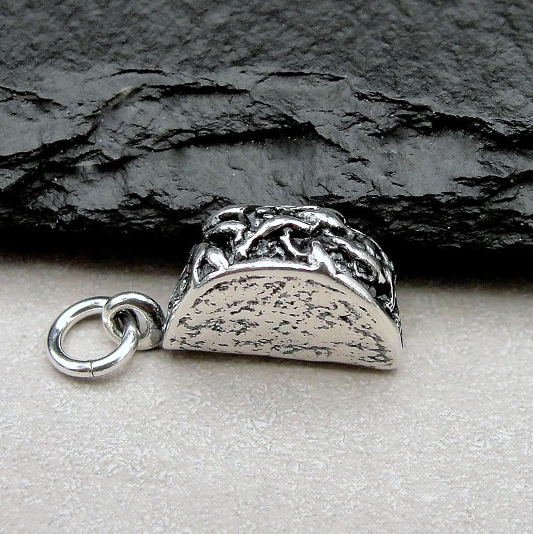 Taco Charm, 925 Sterling Silver 3D Taco Charm for Necklace or Bracelet, Mexican Food Charm, Taco ... | Etsy (US)