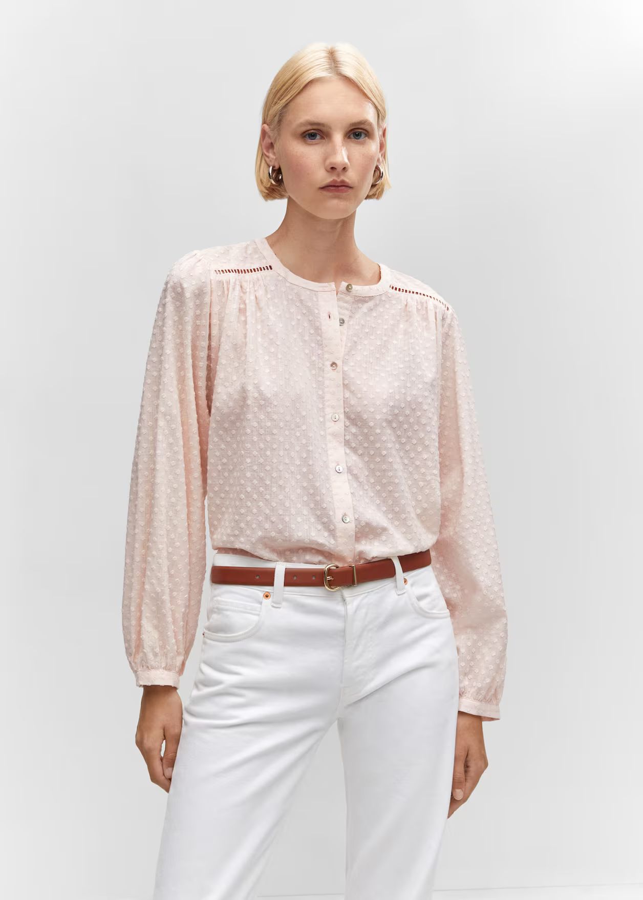 Plumeti cotton blouse | MANGO (US)