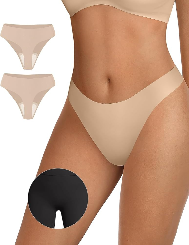 OEAK Seamless Thongs for Women Invisible Thongs No Show Thong Panty Liners Tangas Comfortable Wor... | Amazon (US)