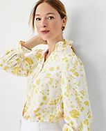 Floral Ruffle Button Top | Ann Taylor (US)