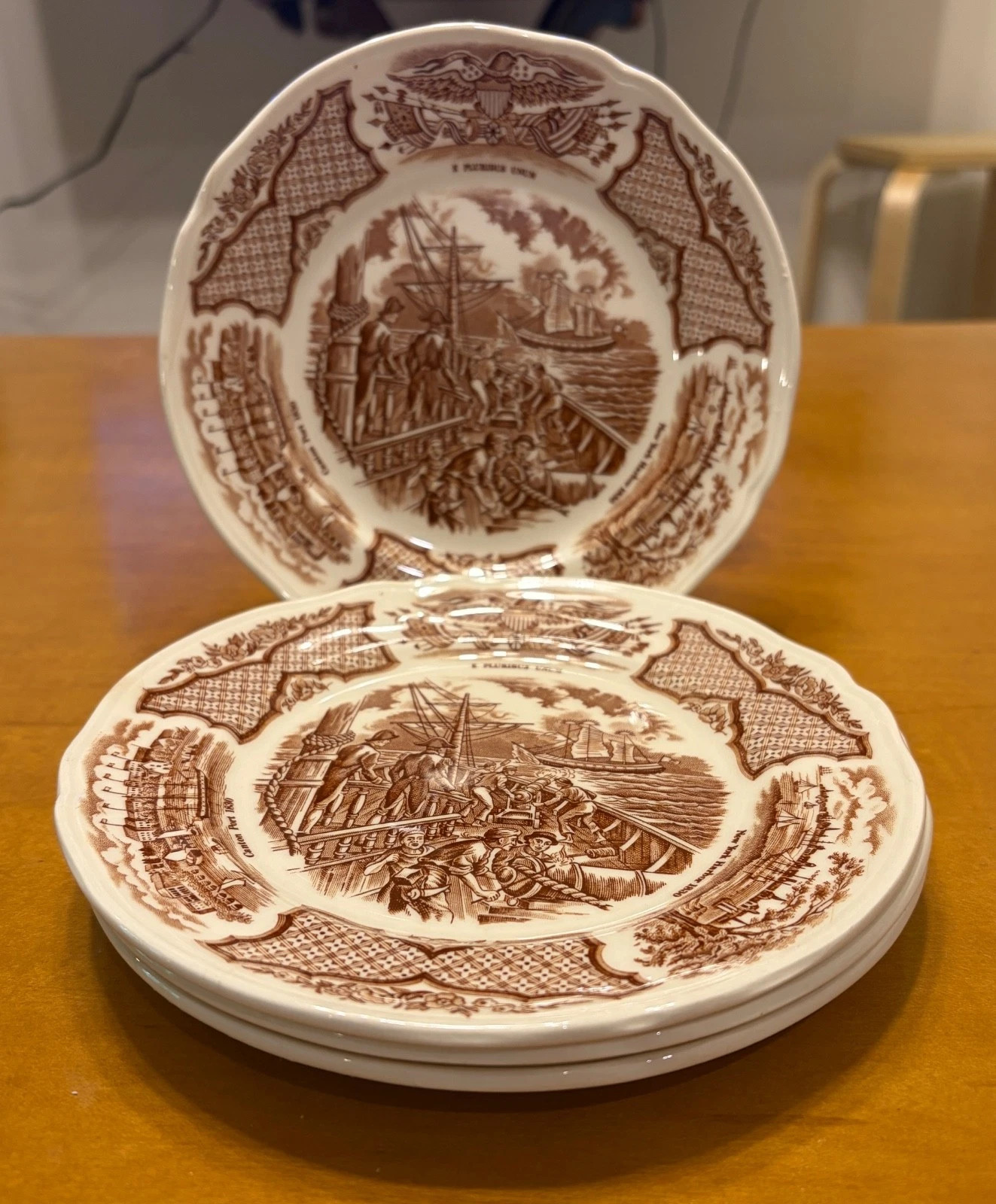 Alfred Meakin Fair Winds 4 Brown Transferware Plates Staffordshire Englan | eBay | eBay US
