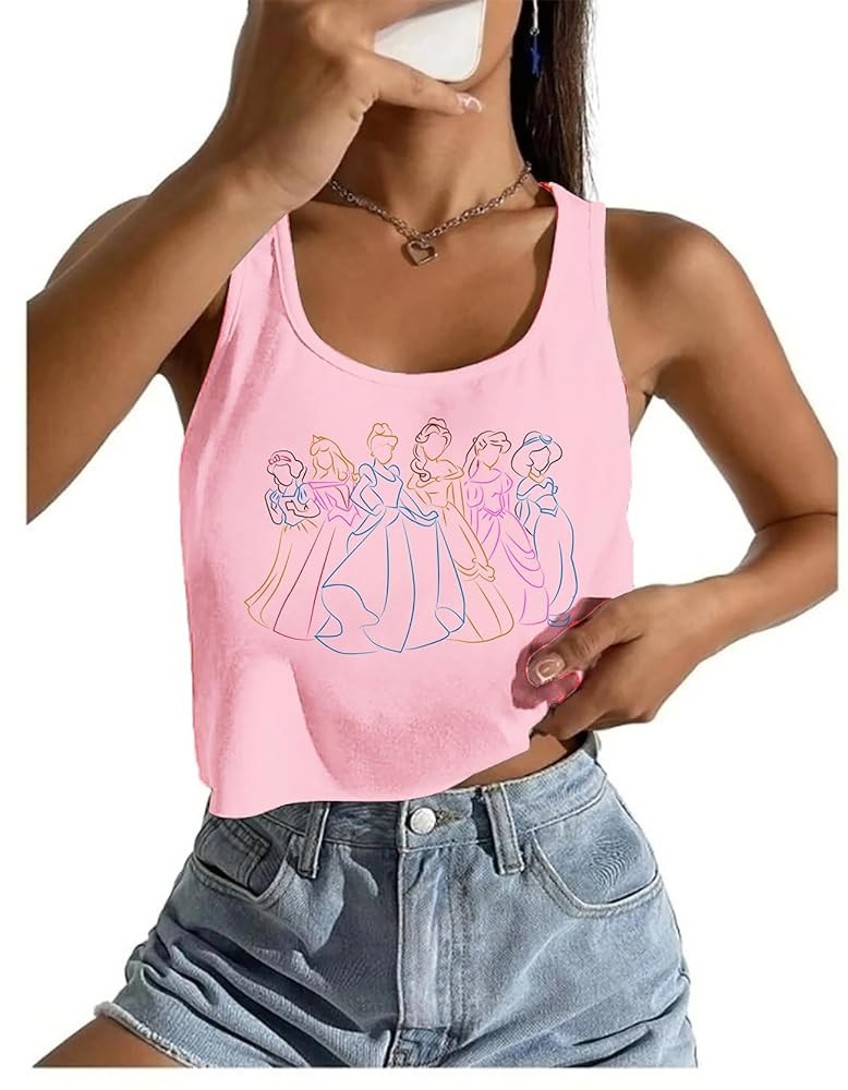 Magical Tank Tops for Women Magic Princess Shirt Magic Kingdom Graphic Tee Holiday Sleeveless Cro... | Amazon (US)