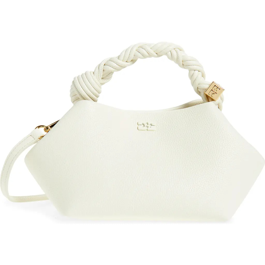 Ganni Small Bou Grained Faux Leather Top Handle Bag in Egret at Nordstrom | Nordstrom