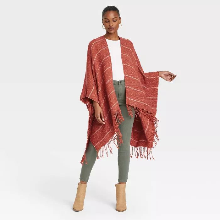 Women's Stripe Wrap Jacket - Universal Thread™ Rust | Target