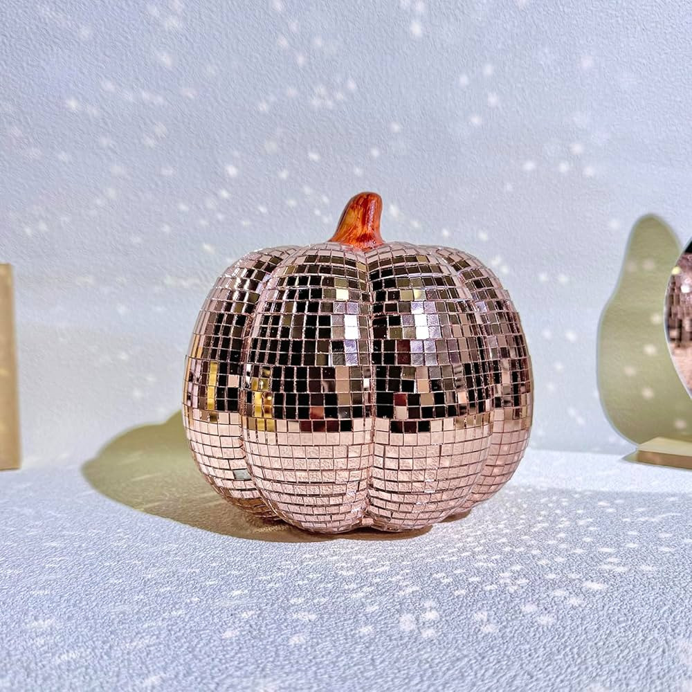 6in Disco Ball pumpkin-Handmade Mirror Reflective Pumpkin for Tabletop Décor Halloween Party Dec... | Amazon (US)