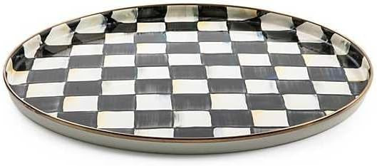 MACKENZIE-CHILDS Enamel Round Tray, Unique Cute Serving Platter for Food and Drinks, Black-and-Wh... | Amazon (US)