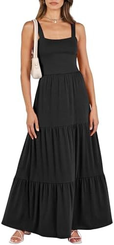 ANRABESS Women's Summer Casual Long Maxi Beach Vacation Dresses Sleeveless Square Neck Flowy Tier... | Amazon (US)