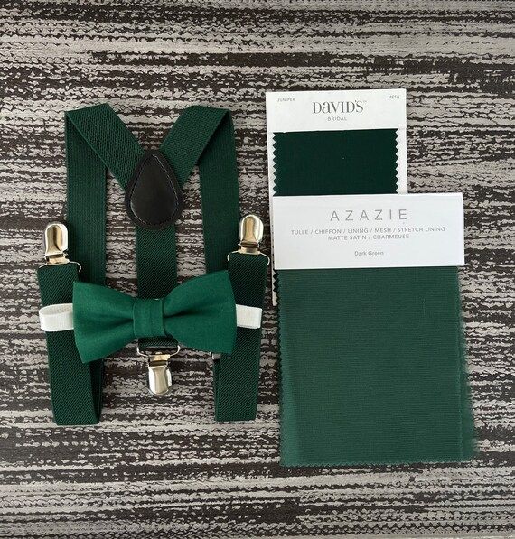 Dark green Juniper bow tie and Dark Green suspenders , Ring Bearer Groom best Man outfit , Kids B... | Etsy (US)