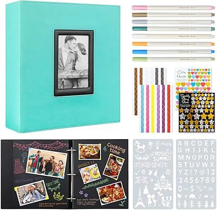 Ywlake Scrapbook Photo Album, 80 Black Pages Craft Paper Scrap Book, Leather DIY Scrapbooking Kit... | Amazon (CA)