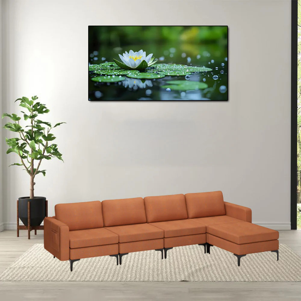 Modular L-Shaped Sectional Couch with Reversible Ottoman and Built-in USB Charging Ports | Shop Simon