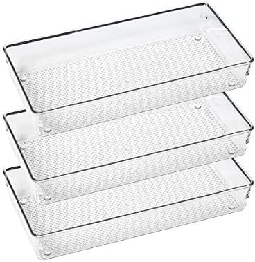 Amazon.com - 3 Pack Clear Plastic Drawer Organizer Tray Cutlery Utensil Makeups Drawer Organizers... | Amazon (US)