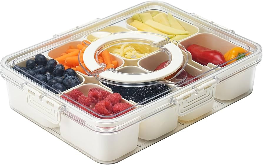 Divided Serving Tray with Lid and Handle, Snackle Box Charcuterie Container, Snack Platters Organ... | Amazon (CA)