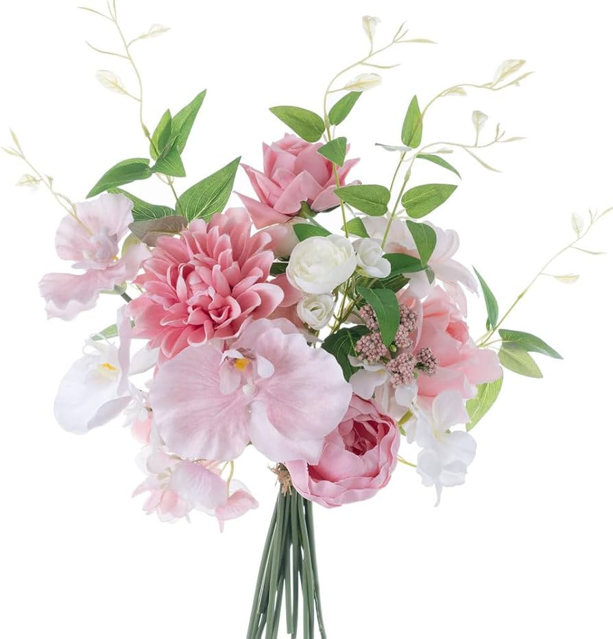 KIRIFLY Artificial Fake Flowers Silk Rose Flower Arrangements Wedding Bouquets Decorations Plasti... | Amazon (US)