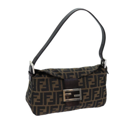 FENDI Zucca Canvas Mamma Baguette Shoulder Bag Black Brown Auth yk11740  | eBay | eBay US