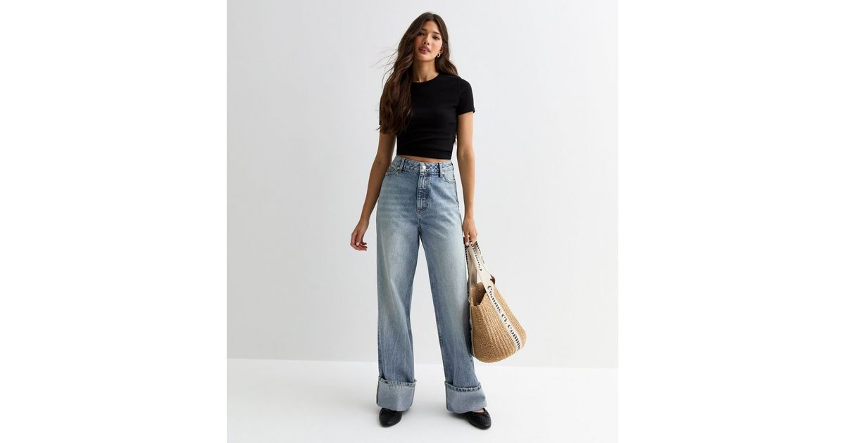 Blue Relaxed Turn Up Wide Leg Jeans
						
						Add to Saved Items
						Remove from Saved Items | New Look (UK)