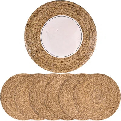 Round Rattan Placemats Set Of 6, Natural Wicker Chargers For Dinner Plates, Heat Resistant, Easy To Clean, And Non-Slip , Elegant And Practical Additi | Wayfair North America