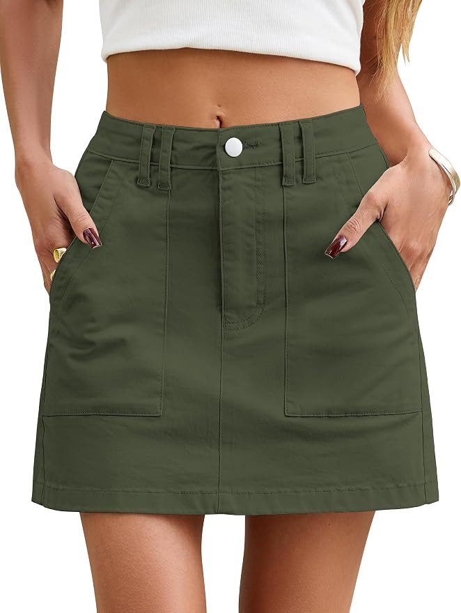 Eddoyee Mini Skirts for Women High Waisted Denim Skirt Stretch Summer Casual Jean Skirt with Pock... | Amazon (US)