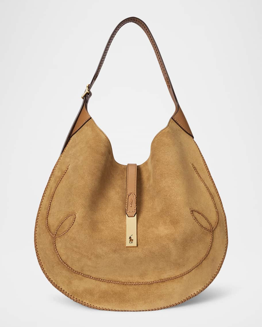 Polo Ralph Lauren Polo ID Medium Whipstitch Suede Shoulder Bag | Neiman Marcus