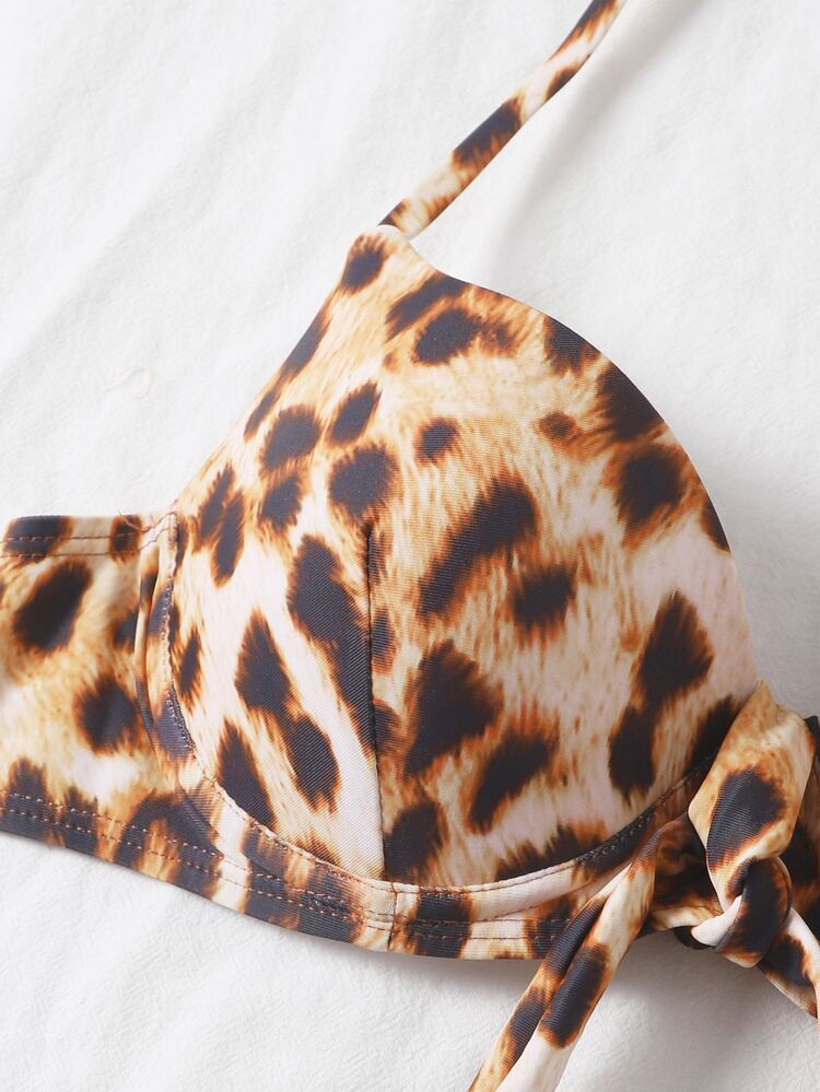 Leopard Knot Underwire Bikini Top | SHEIN