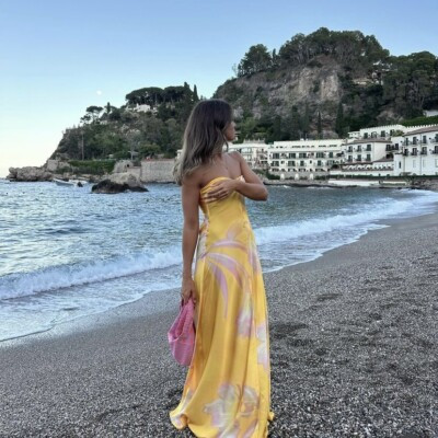 MANGO : Yellow Printed Satin Dress : 67009264 : ALL SIZES | eBay US