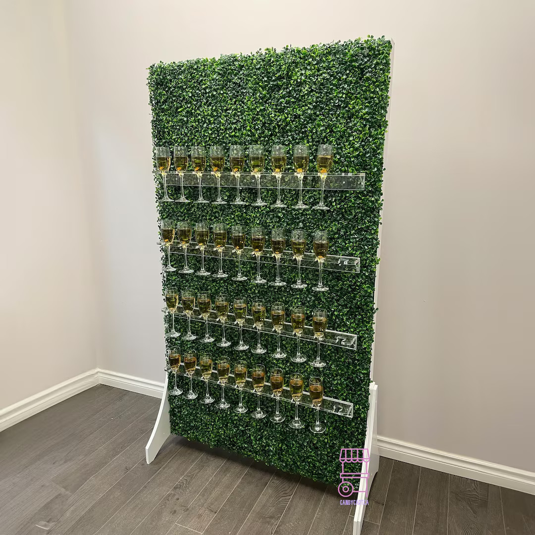 Grass Champagne Wall: Wedding Drink Display, Clear Shelf - Etsy | Etsy (US)