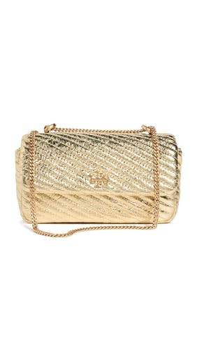Tory Burch Women's Kira Metallic Moto Quilt Mini Flap Bag, Gold, One Size | Amazon (US)