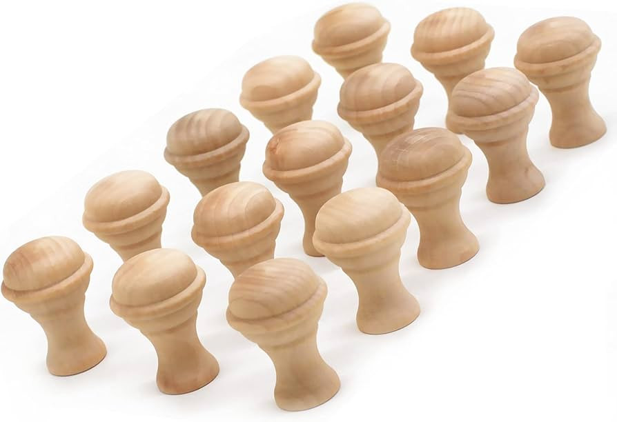 WEICHUAN 15PCS Mushroom Shape Wood Unfinished Cabinet Furniture Drawer Knobs Pulls Handles (Diame... | Amazon (US)