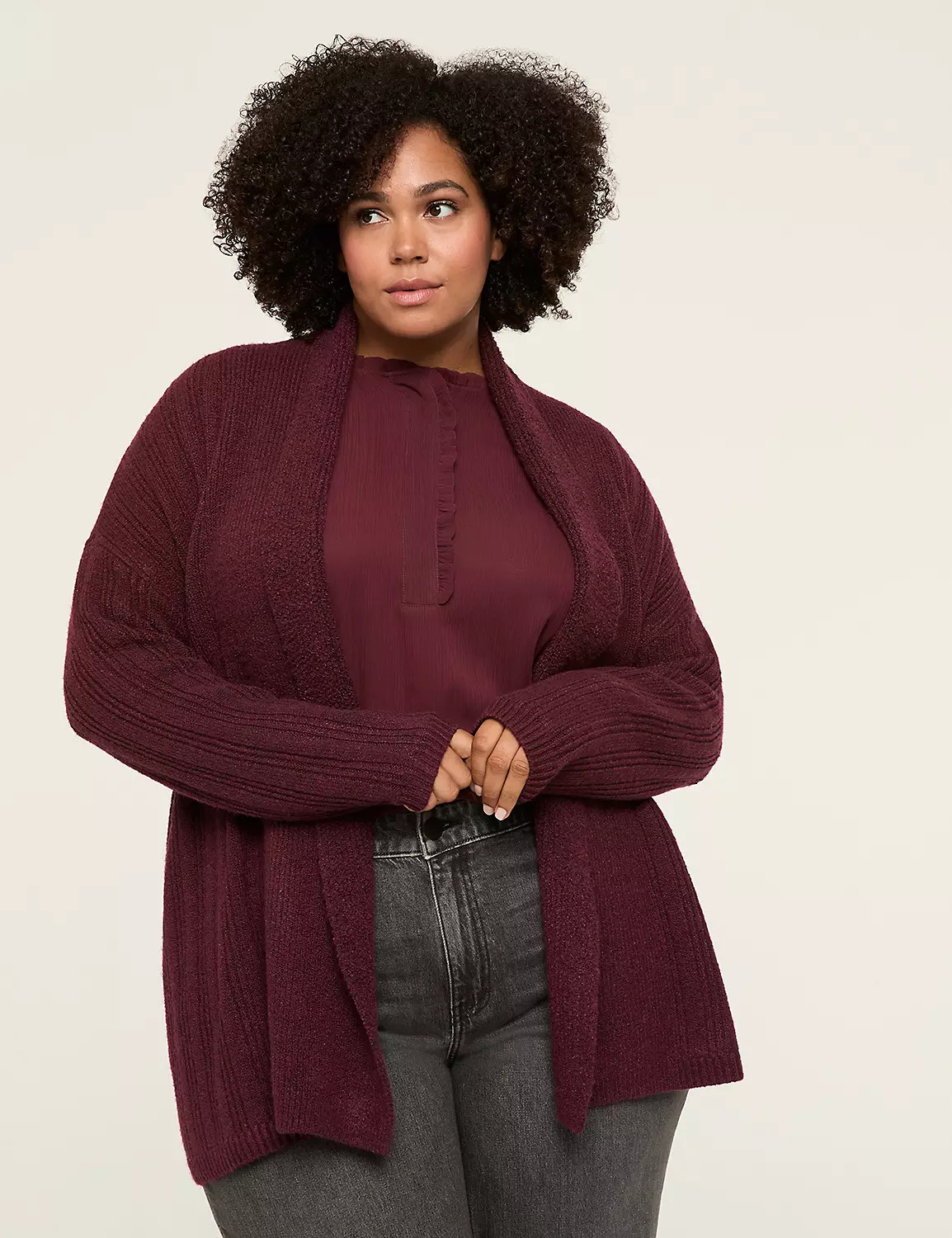 Open-Front Shawl-Collar Cardigan | Lane Bryant (US)