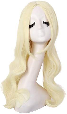 MapofBeauty 28 Inch/70cm Women Carve Bangs Beautiful Long Curly Wavy Hair Cosplay Wig (Light Blonde) | Amazon (US)