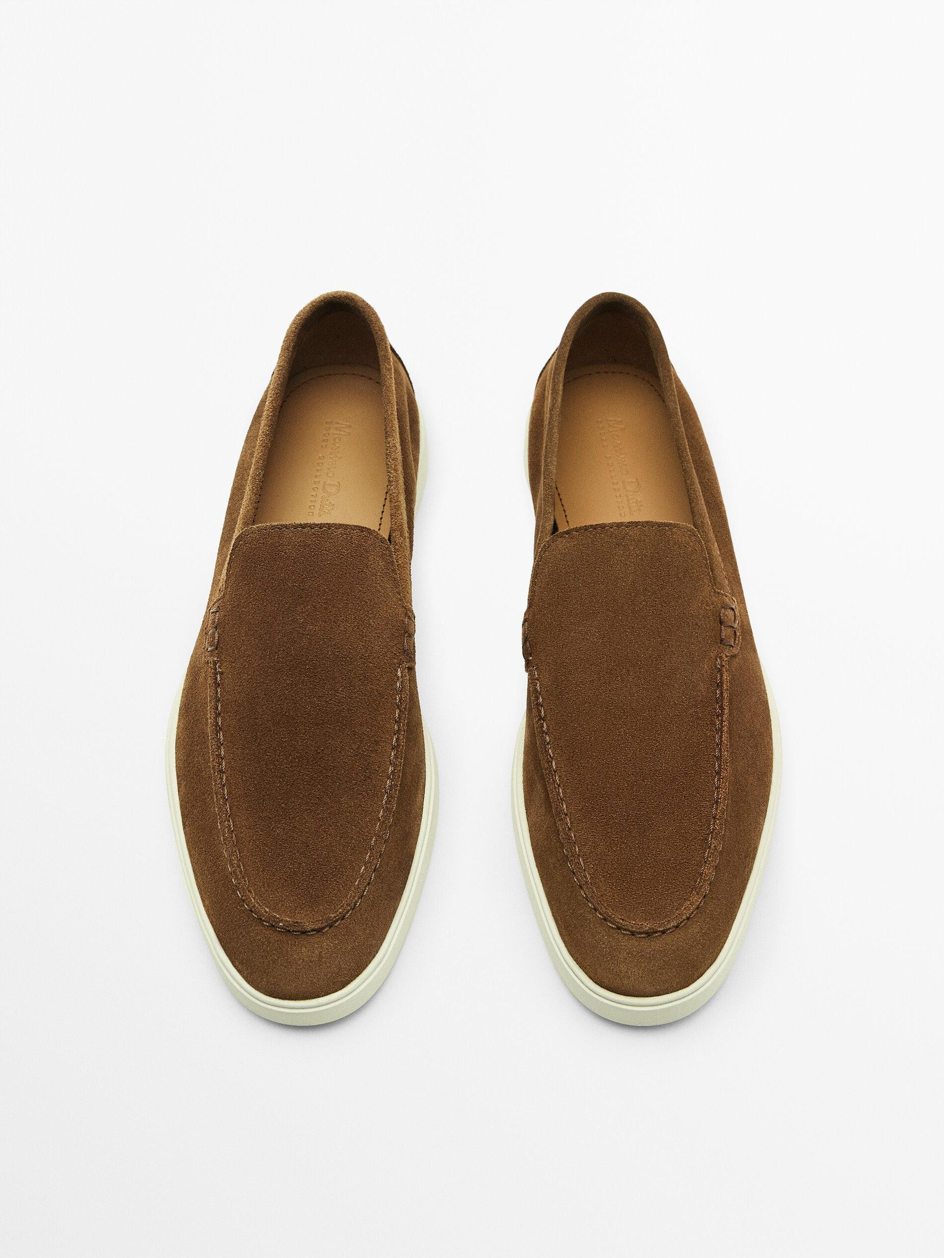 Mokassins aus Rauleder in Rostbraun | Massimo Dutti DE