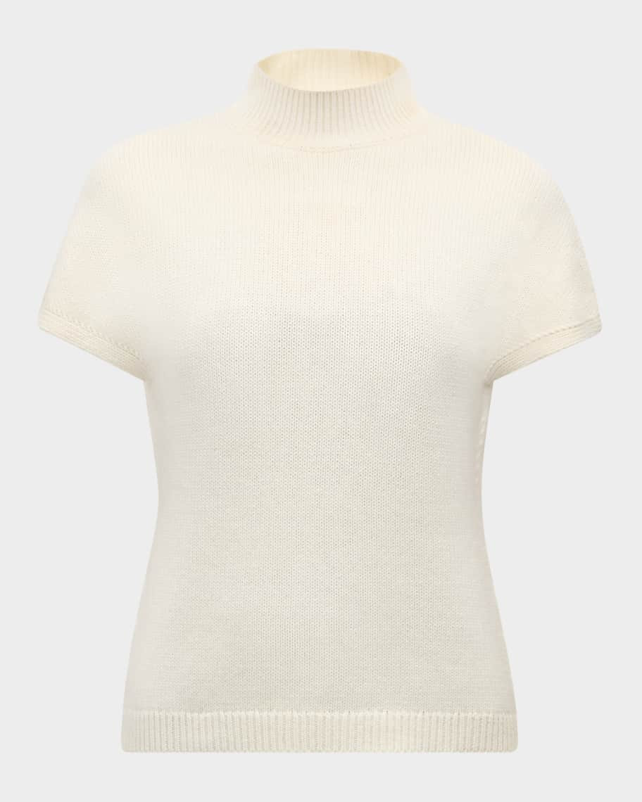 Lela Rose Mock-Neck Short-Sleeve Cashmere Sweater | Neiman Marcus