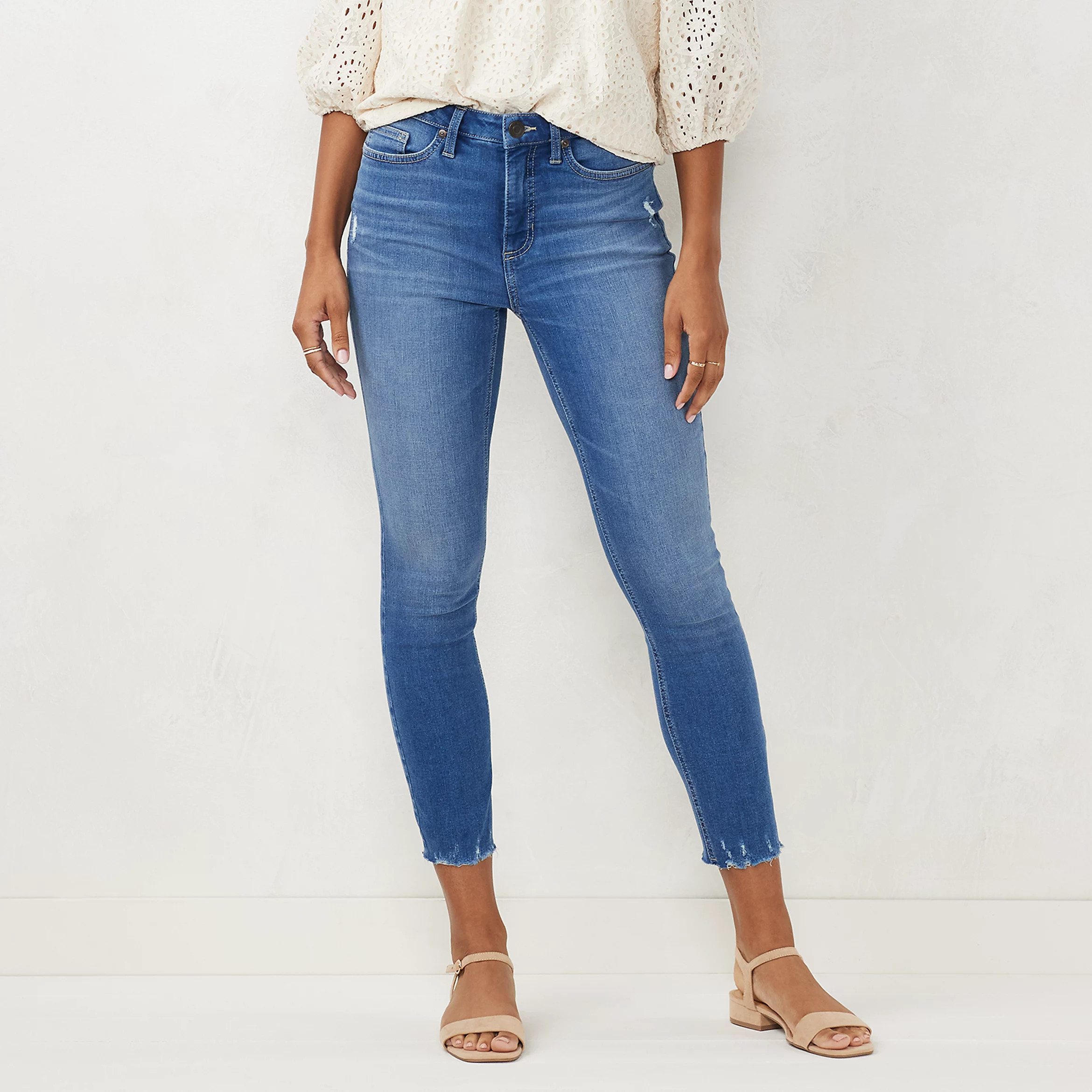 Women's LC Lauren Conrad Raw-Hem High-Waisted Skinny Ankle Jeans | Kohl's