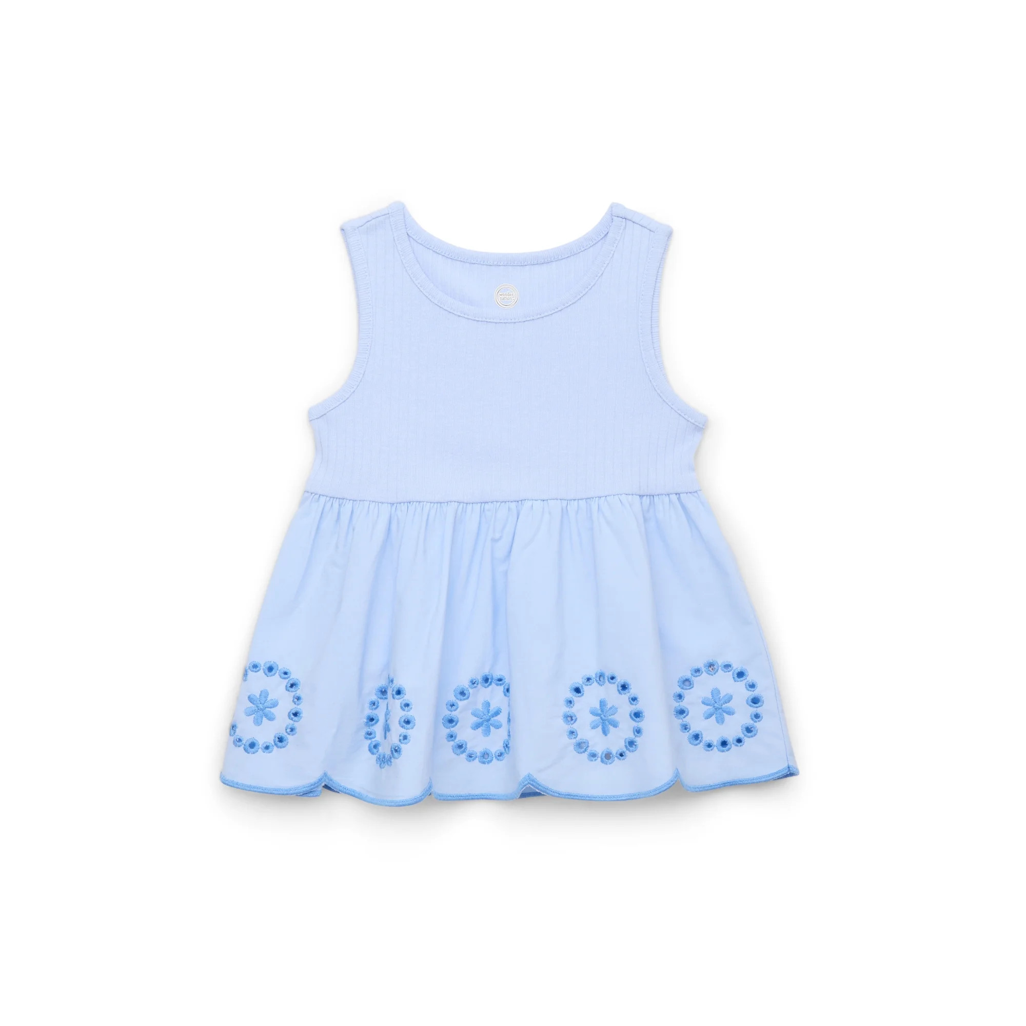 Wonder Nation Toddler Girls Cotton Eyelet Peplum Tank Top, Sizes 12M-5T | Walmart (US)