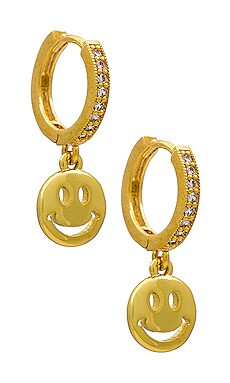 Alexa Leigh Smiley Crystal Huggies in Gold from Revolve.com | Revolve Clothing (Global)
