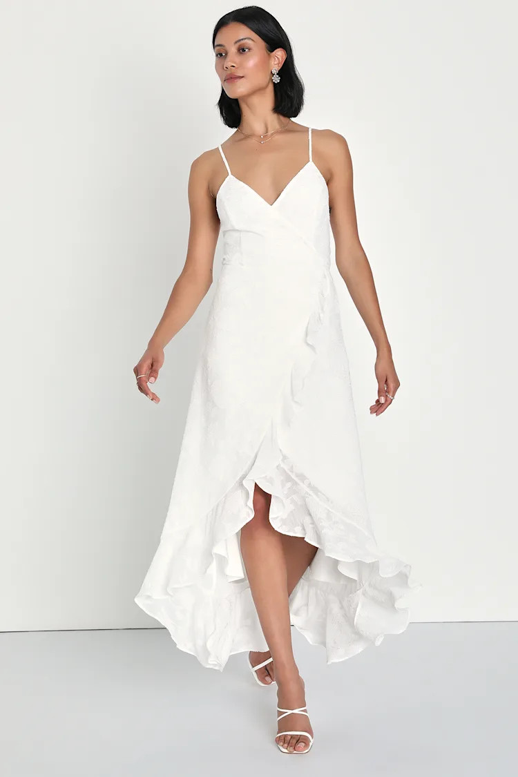 Sweet Aura White Burnout Floral High-Low Maxi Dress | Lulus