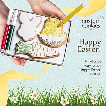 Happy Easter Cookies Gift Basket, Easter Cookies Decorating Kit, Gourmet Easter Basket, Unique Fu... | Amazon (US)