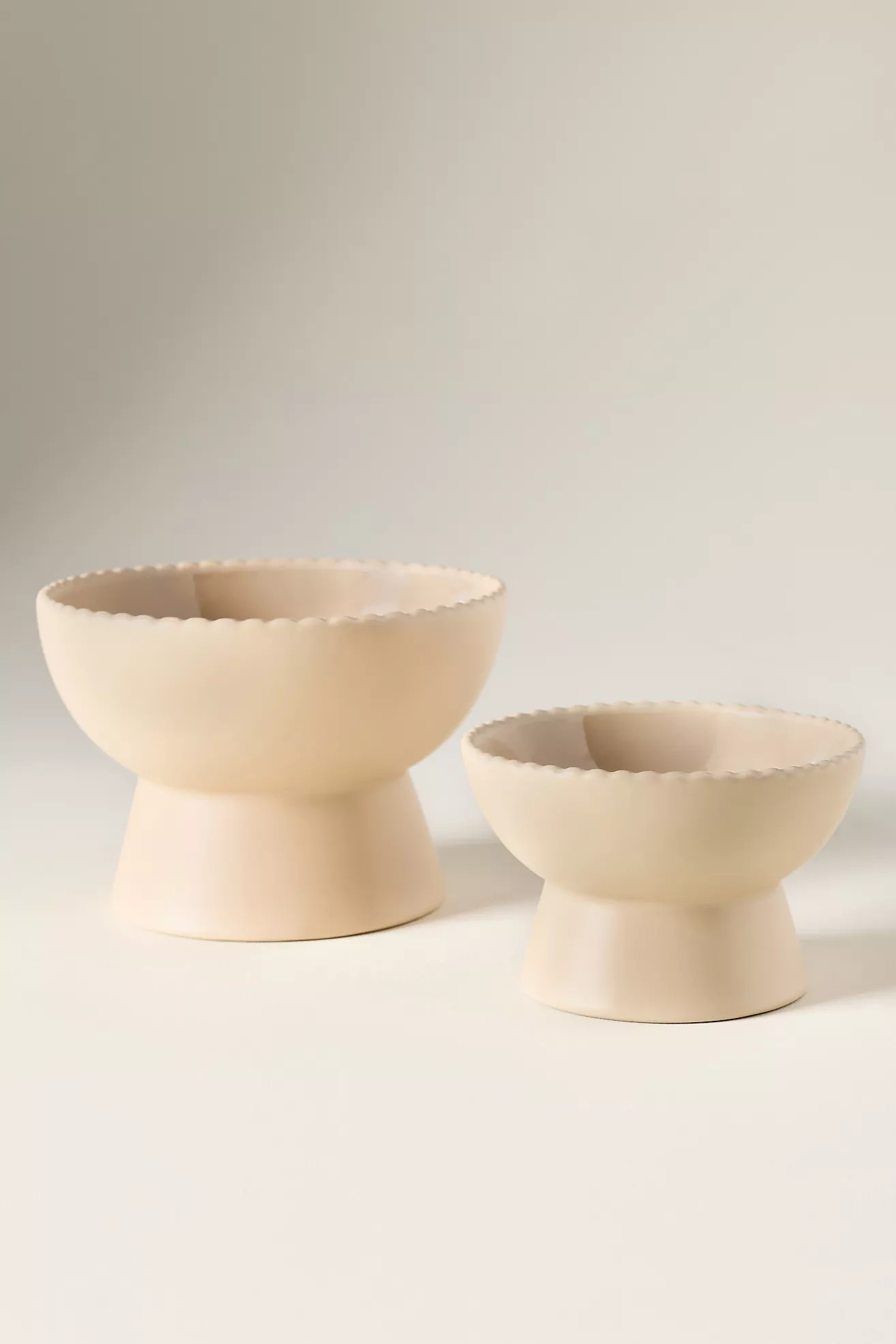 Scalloped Edge Stone Raised Feeder Pet Bowl | Anthropologie (US)