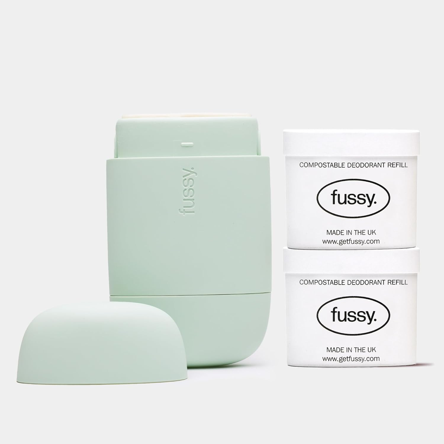 Fussy - Natural Refillable Deodorant - Mint Green Case & Variety Refill Pack (2 x 40g), Tropic To... | Amazon (UK)